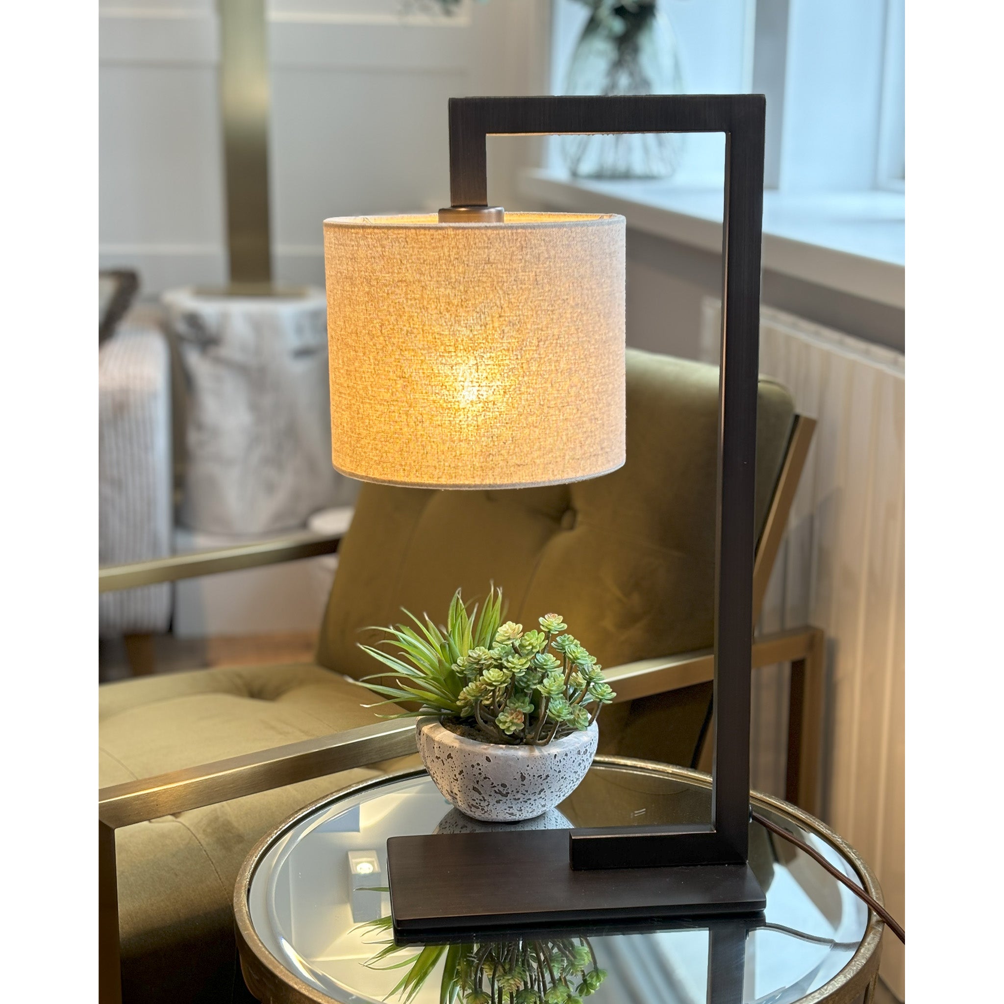 Overarm Table Lamp in Matt Bronze